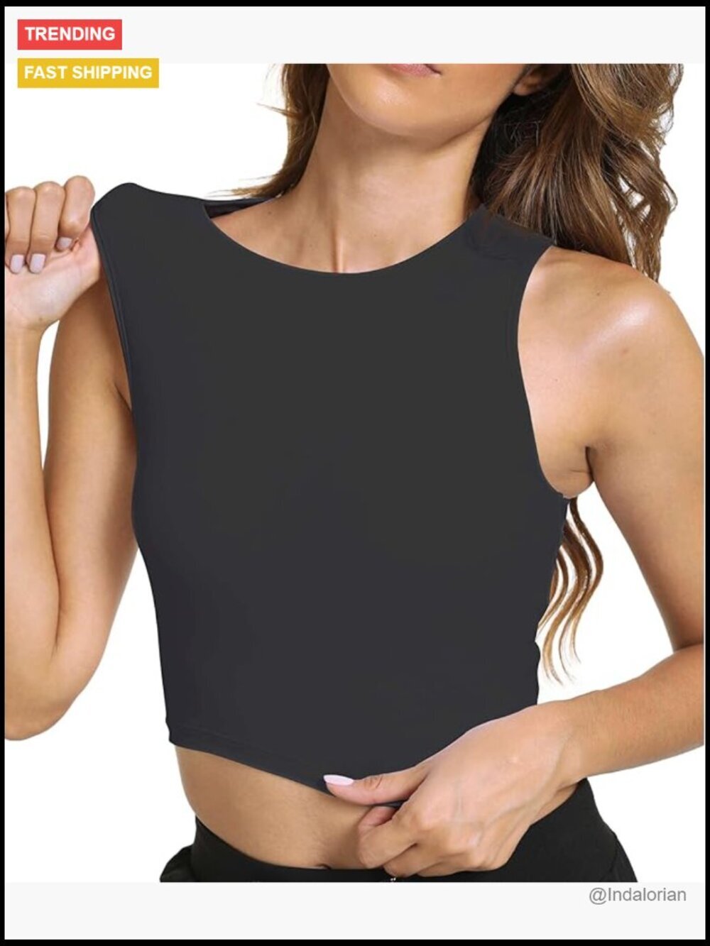 Removable Padded Sports Bra High Neck Racerback Crop Tank Top